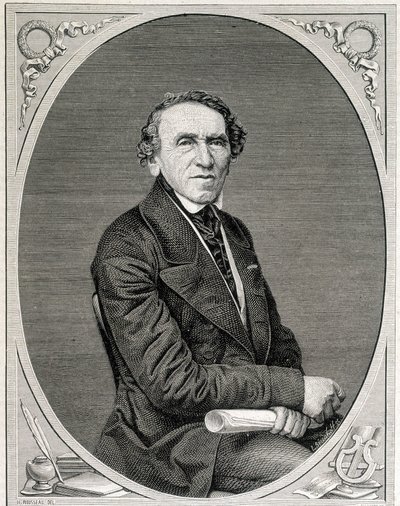 ドイツの作曲家、ジャコモ・メイヤーベア（1791 - 1864）として知られるヤコブ・リープマン・ビアの肖像。19世紀のエングレーヴィング。 作： Unknown artist