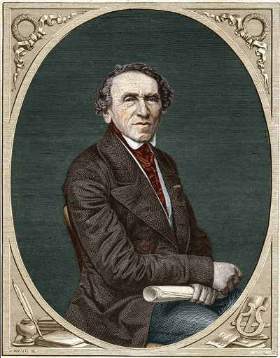 ドイツの作曲家、Jakob Liebmann Meyerbeer（1791-1864）の肖像。 作： Unknown artist