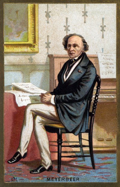 ドイツの作曲家Jakob Liebmann Meyerbeer (1791-1864)の肖像。19世紀末のクロモリトグラフ。 作： Unknown artist