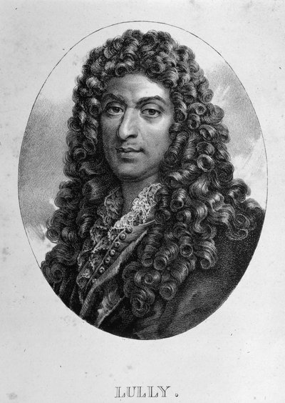 イタリア系フランス人作曲家、ジャン・バティスト・リュリ（ジョヴァンニ・バッティスタ・リュリ）（1632-1687）の肖像。19世紀のエングレーヴィング。 作： Unknown artist