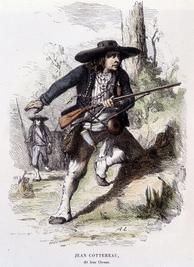 1793年にローワーメインで反乱を起こしたリーダー、ジャン・コッテロー（ジャン・シュアン）（1757-1794）のポートレート - エングレービング 作： Unknown artist