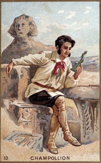 Jean François (Jean-Francois) Champollion, dit le Jeune (1790 - 1832) フランスのエジプト学者の肖像。19世紀のクロモリトグラフ。 作： Unknown artist