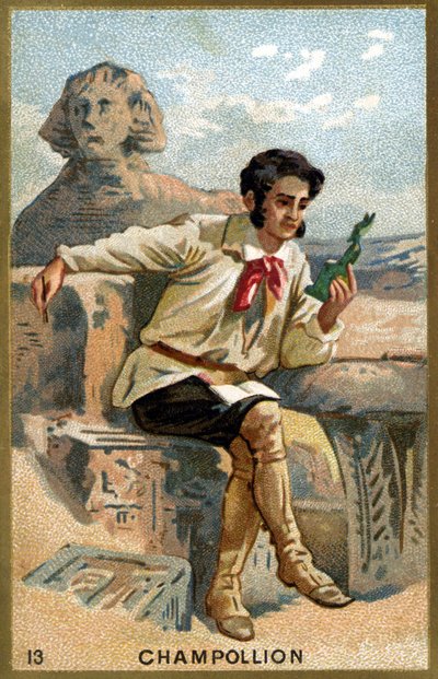 Jean François (Jean-Francois) Champollion, dit le Jeune (1790 - 1832) フランスのエジプト学者の肖像。19世紀のクロモリトグラフ。 作： Unknown artist