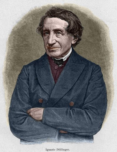 ヨハン・ヨセフ・イグナズ・フォン・ドリンガー（1799 - 1890）の肖像。19世紀のエングレーヴィング。 作： Unknown artist