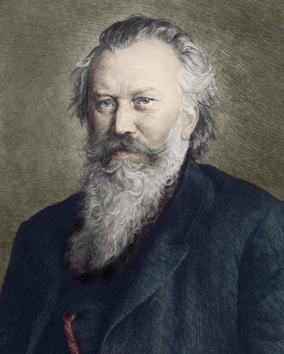 ドイツの作曲家、ピアニスト、指揮者であるヨハネス・ブラームス（1833-1897）の肖像。 作： Unknown artist