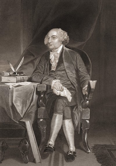 アメリカの政治家で第2代大統領ジョン・アダムス（1735-1826）の肖像。19世紀のエングレーヴィング 作： Unknown artist