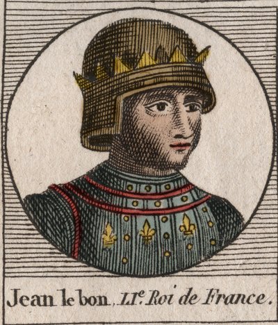 善良なジョン2世（1319-1364）フランス王の肖像 - 「善良な」ジョン2世（1319-64）フランス王の肖像 - シャルル・コンスタント・ル・テリエ1821年の「フランス史に関する指南書」からのエングレービング 作： Unknown artist