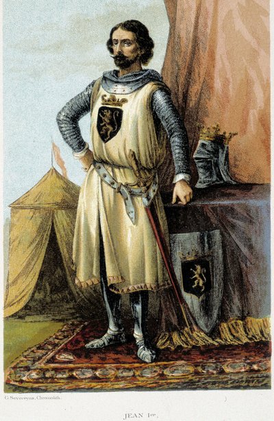 勝利者として知られるブラバント公ジョン1世（1268-1294）の肖像。19世紀のクロモリトグラフ。 作： Unknown artist