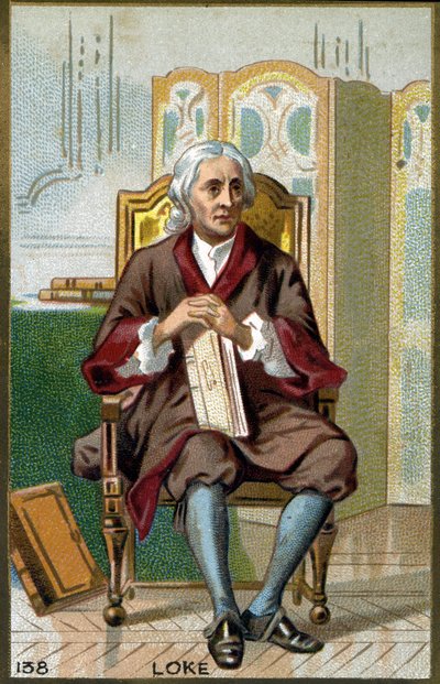 ジョン・ロックの肖像（1632～1704年） イギリスの哲学者。19世紀のクロモリトグラフ。 作： Unknown artist
