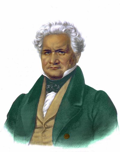 ジョン・リッジの肖像、1838年のエングレーヴィング。 作： Unknown artist