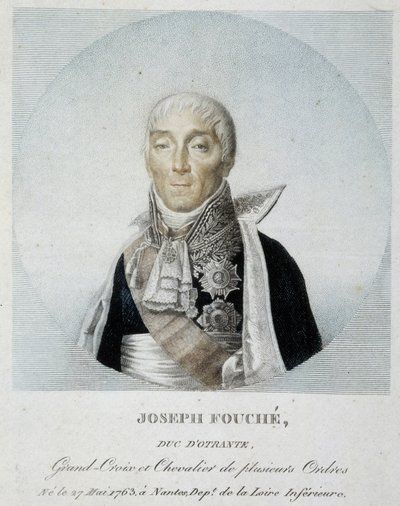 ジョセフ・フーシェ（オトラント公爵）の肖像、大十字勲章と複数の勲章の騎士 作： Unknown artist