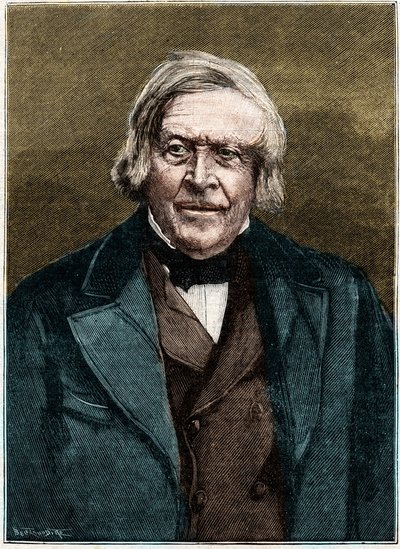 フランスの歴史家・作家であるジュール・ミシュレ（1798～1874年）の肖像。 作： Unknown artist