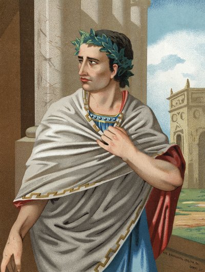 ラテン語で書かれたユリウス・カエサルの肖像 Caius Julius Caesar 政治家、ローマの将軍（ローマ、v.101からId.、前44年）。バルセロナ 1877年 作： Unknown artist