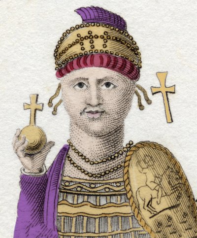 ユスティニアヌス1世（大帝）の肖像（Flavius Petrus Sabbatius Justinianus）482～565年。オリエントのローマ皇帝。 作： Unknown artist