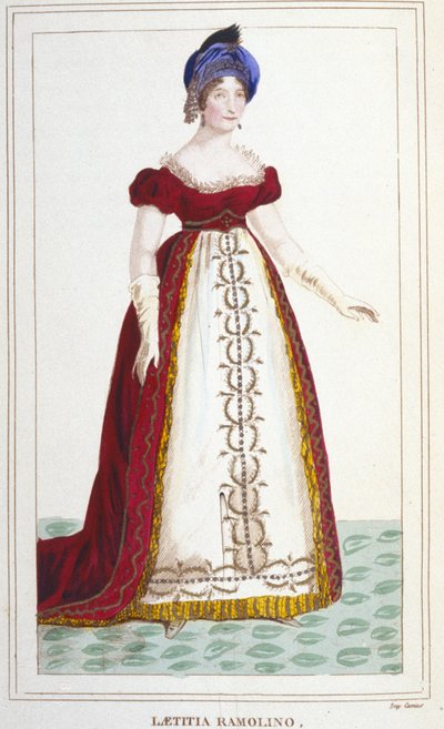 ナポレオン1世の母、レティシア・ボナパルト（レティツィア・マリア・ラモリーノ）（1750-1836）の肖像 1830年のエングレーヴィング 作： Unknown artist