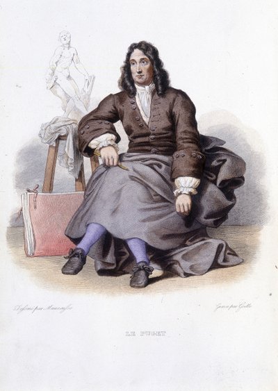Le Puget (Pierre Puget) フランスの彫刻家、画家、建築家（1620年～1694年）の肖像 - Ed.Mennechet, "Le Plutarque francais" にて 作： Unknown artist