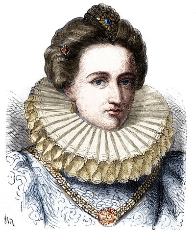 アンカーのマレシャール、ガリガイと呼ばれるレオノーラ・ドーリ（またはドシ）の肖像（1568-1617）。イチゴの首輪をつけている - アンリ・マルタン著「フランス大衆史」より 作： Unknown artist