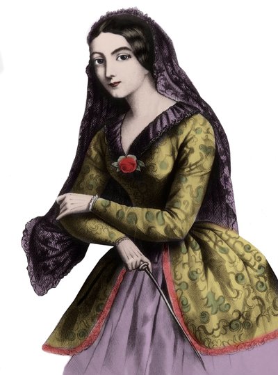 ロラ・モンテス（1821-1861）の肖像（マリー・ドロレス・エリザ・ロザンナ・ギルバート）エキゾチックなダンサーであり、バビエール王ルイ1世の愛人として知られた宮廷女官 作： Unknown artist