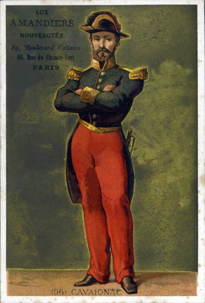 Louis-Eugène Cavaignac (1802 - 1857), フランスの将軍、政治家の肖像。19世紀末のクロモリトグラフ。 作： Unknown artist