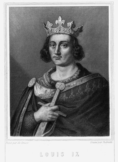 フランス王ルイ9世またはサン・ルイ（1214～1270年）の肖像 - ラヴァレの『フランス史』に掲載されている、エングレーヴィング、sd. 作： Unknown artist