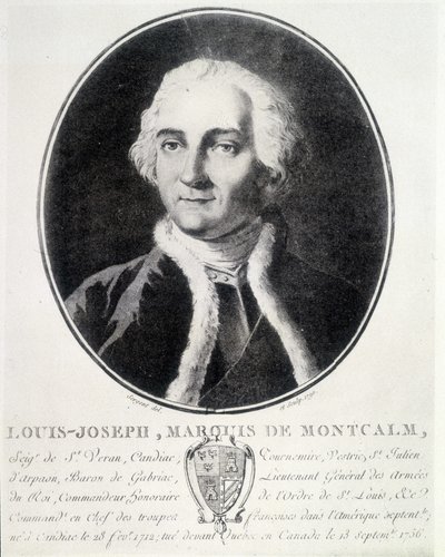 フランス軍人のルイ・ジョセフ・モンカルム侯爵（1712-1759）の肖像。 作： Unknown artist