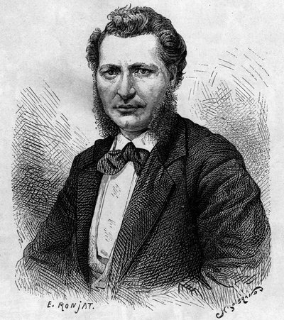 カナダの政治家でメティス族の擁護者であるルイ・リエル（1844-1885）の肖像。Le journal de la jeunesse "に掲載された版画 作： Unknown artist