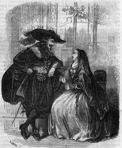 フランス国王ルイ13世（1601-1643）とラファイエット嬢の肖像 - 19世紀のエングレービング 作： Unknown artist
