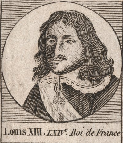フランス王ルイ13世（1601-1643）の肖像 - 1610年から1643年までフランス王であったルイ13世 - シャルル・コンスタン・ル・テリエの「フランス史に関する教本」からの版画 1821年 作： Unknown artist