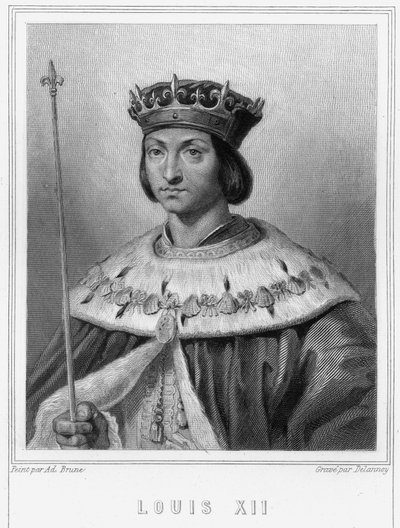 フランス王ルイ12世（1462 - 1515）の肖像 - ラヴァレの『フランス史』に掲載、エングレーヴィング、sd. 作： Unknown artist