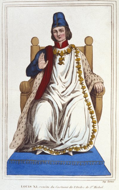 サン・ミシェル騎士団の衣装をまとったルイ11世の肖像（1423年～1483年） 1830年のエングレーヴィング 作： Unknown artist