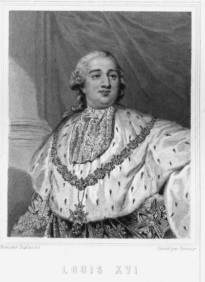 フランス王ルイ16世（1754-1793）の肖像 - ラヴァレの『フランス史』に掲載、エングレーヴィング、SD。 作： Unknown artist