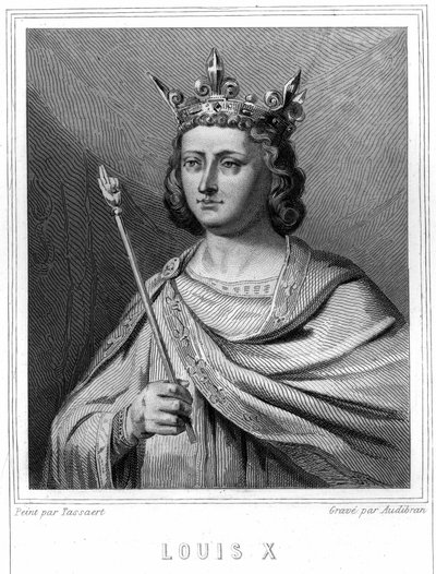 フランス王ルイ10世（1289年～1316年）の肖像 - ラヴァレの『フランス史』に掲載されている、エングレーヴィング、sd. 作： Unknown artist
