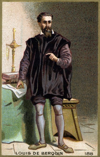 騎士であり人文主義者であったルイ・ド・ベルカン（1485 - 1529）の肖像。19世紀のクロモリトグラフ。 作： Unknown artist