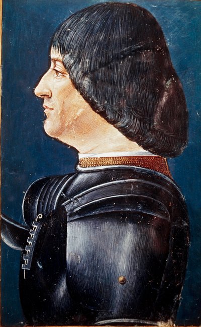Ludovic Marie Sforza dit le More (Ludovico Maria Sforza detto il Moro) (1452-1508)の肖像 Aelius Donatus (Donato)の "Grammatica "のミニチュア 15世紀後半ミラノのトリヴルジアーナ図書館、ms.2167。 作： Unknown artist