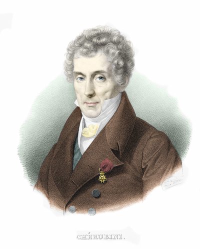 イタリアの作曲家、ルイジ・ケルビーニ（1760-1842）の肖像。 作： Unknown artist