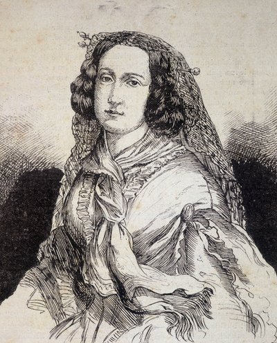 フランスの作家、マダム・マルセーヌ・デボルド・ヴァルモア(Desbordes Valmore)(1786 - 1859)の肖像 - 「Les Contemporains」に掲載、n.d. 19世紀後半。 作： Unknown artist