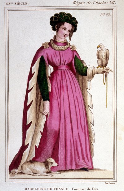 フォワ伯爵夫人マドレーヌ・ド・フランス（1443～1495年）の肖像。 作： Unknown artist