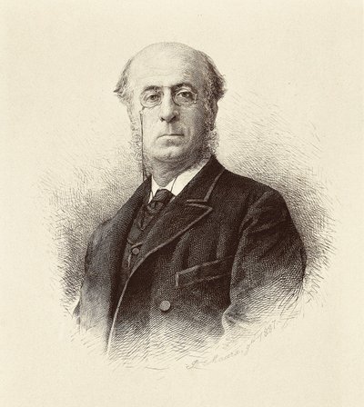 スペインの政治家Manuel SILVELA Y LA VIELLEUZE (1830-1892)の肖像。マドリード国立図書館のエングレーヴィング。 作： Unknown artist