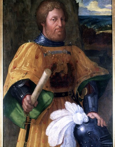 1571年のレパンテ（レパント）の海戦に参加した将軍、マルカントニオ・コロンナの肖像。リヴォルノのアカデミア・ナヴァルの肖像画の下に描かれている。 作： Unknown artist