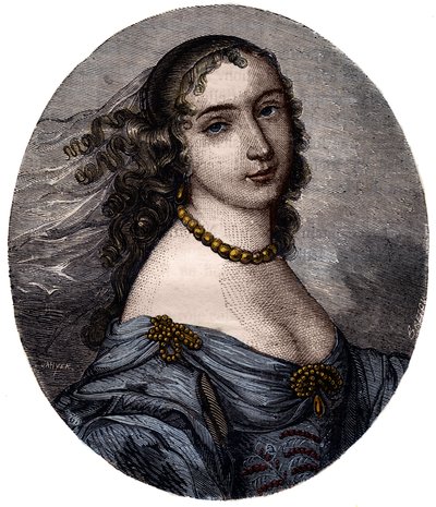 マルグリット・ヘッセイン（マダム・ド・ラ・サブリエ（1636-1693））の肖像。19世紀のエングレーヴィング。 作： Unknown artist