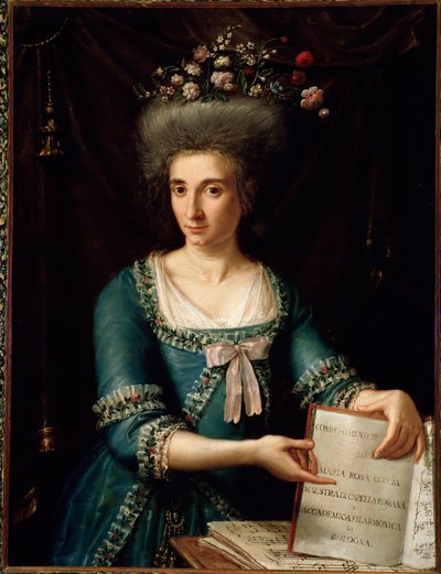 マリア・ローザ・コッチャ（1759-1833）イタリアのチェンバロ奏者・作曲家の肖像 無名の絵画。1800年頃ボローニャ、civico museo bibliografico 作： Unknown artist