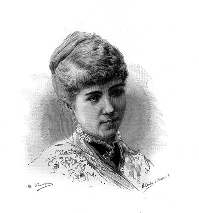 Marie Van Zandt（1858-1919）オランダ系フランス人歌手の肖像。1883年「Le Monde illustrious」誌に掲載された版画。個人蔵。 作： Unknown artist