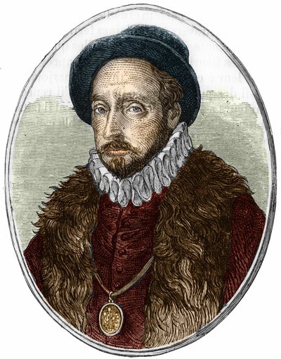 フランスの作家、ミシェル・ド・モンテーニュ（1533-1592）の肖像。 作： Unknown artist