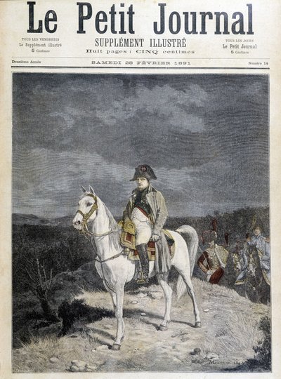 1814年、馬に乗ったナポレオンの肖像。 作： Unknown artist