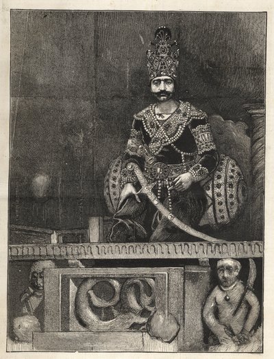 ペルシャ（イラン）の国王、ナセル・エド・ディン（1831-1896）の肖像。別名：ナッセレディン・シャー、ナッセレ・アル・ディン・シャー・カジャール、ナセル・アル・ディン・シャー・カジャール、ナシルディン・シャー - （1831年〜1896年） - 1873年 作： Unknown artist