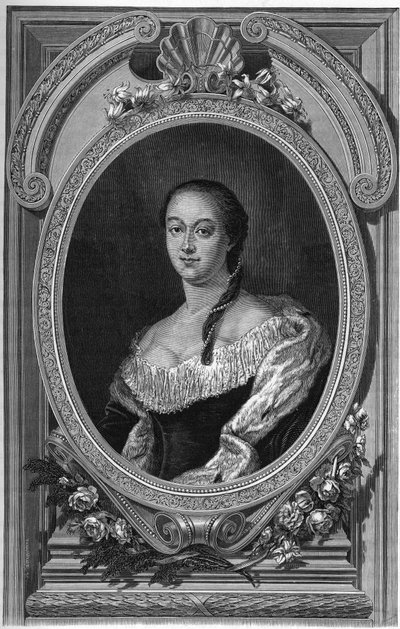 ボリス・ペトロヴィチ・チェレメチエフの娘、ナタリー・ドルゴルーキ（1714-1771）の肖像 - ジャン・ジェルマン・デジール・アルメンゴーの指揮のもと出版された最初の作家たちによる「世界の女王たち」に掲載された1862年のエングレーヴィング 作： Unknown artist
