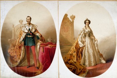 ロシア皇帝ニコライ1世（1796-1855）とその妻アレクサンドラ・フェオドロフナの肖像 作： Unknown artist