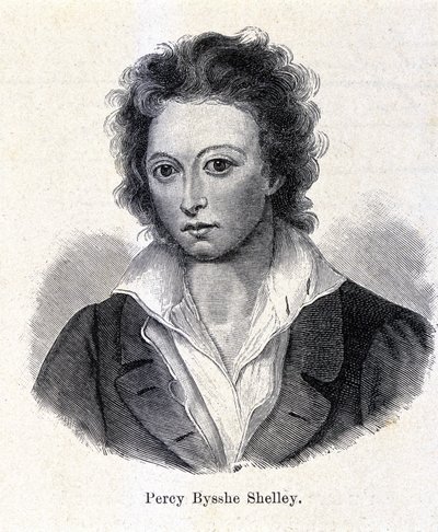 イギリスの詩人、パーシー・バイシェ・シェリー（1792-1822）の肖像。 作： Unknown artist