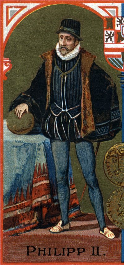 スペイン王フィリップ2世（1527-1598）の肖像。 作： Unknown artist