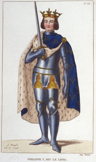 フランス王フィリップ5世（1294年～1322年）の肖像 1830年のエングレーヴィング 作： Unknown artist